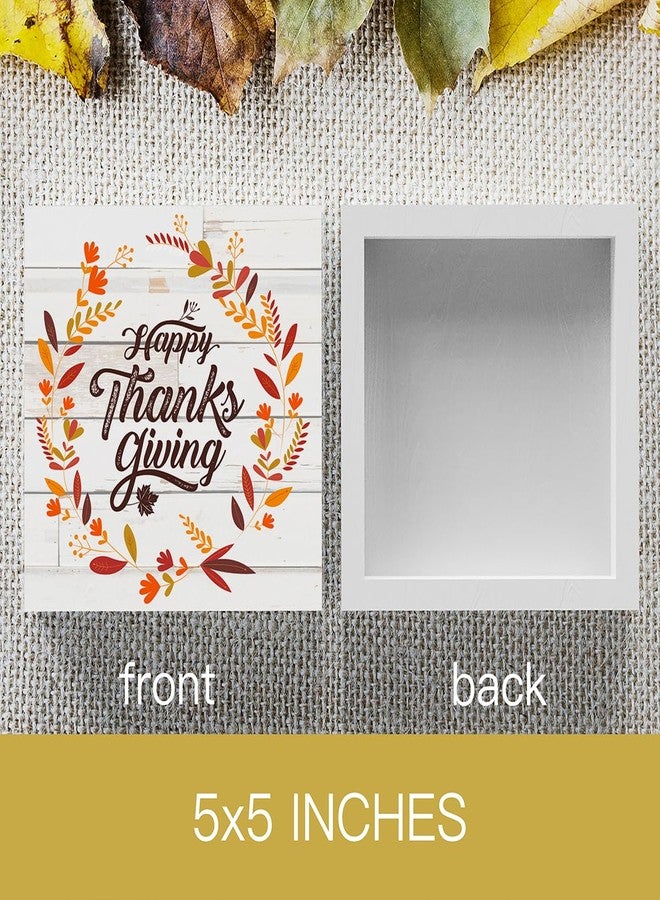 WRSUNT Rustic Happy Thanksgiving Wooden Box Sign Fall Cute Sign Retro Farmhouse Decorative Wood Box Sign Block Plaque for Wall Desk Home Bathroom Decoration 5 x 5 Inches - Image 2